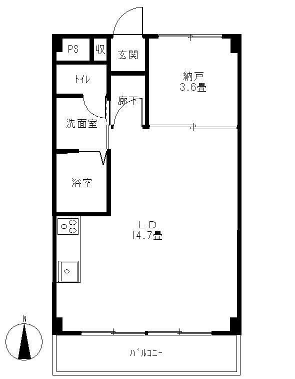 大成コート稲田A棟(1LDK/2階)の間取り写真