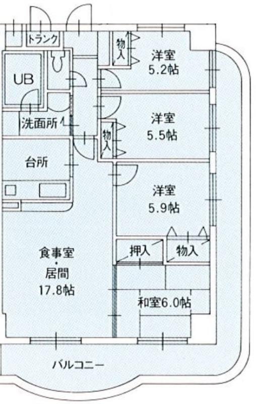 手柄アートスカイハイツ(4LDK/7階)の間取り写真