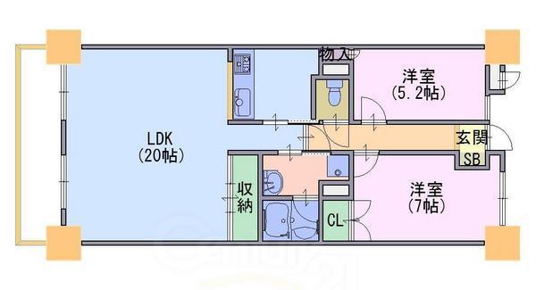 ライオンズマンション長岡天神302号(2LDK/3階)の間取り写真