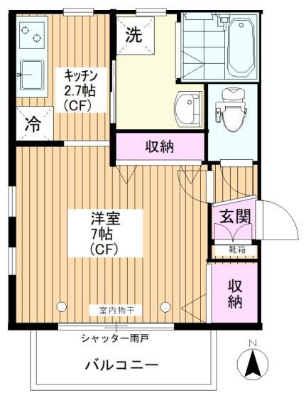 グリーン・ハイム(1K/1階)の間取り写真