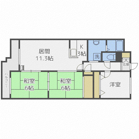パールシティ栄町(3LDK/8階)の間取り写真