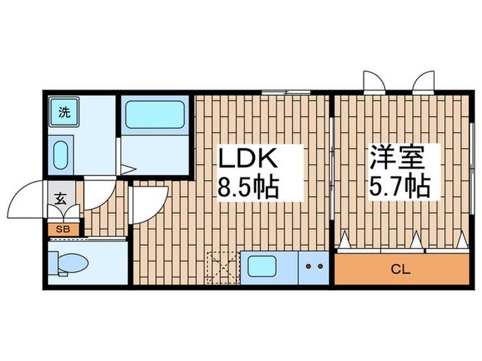 ラ ポルト(1LDK/2階)の間取り写真