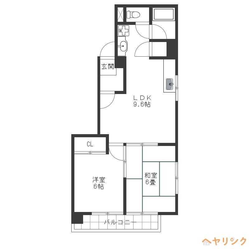 コーラル志賀(2LDK/4階)の間取り写真