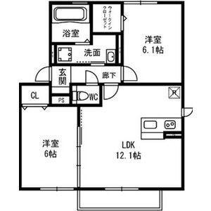 RIZIERE A(2DK/2階)の間取り写真