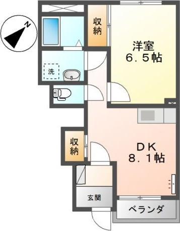 サンコートひうちA棟(1DK/1階)の間取り写真