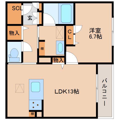 MUMS シャーメゾン学園北(1LDK/1階)の間取り写真