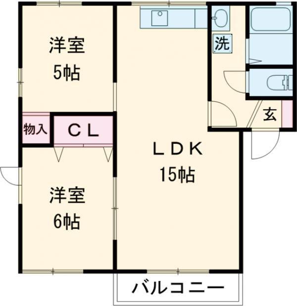 エクレール富澤B(2LDK/2階)の間取り写真