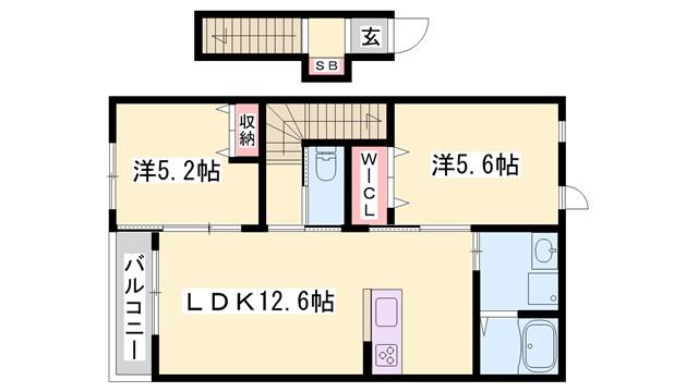 ウィステリア北条(2LDK/2階)の間取り写真