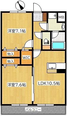 クレ・ド・ボヌール(2LDK/3階)の間取り写真