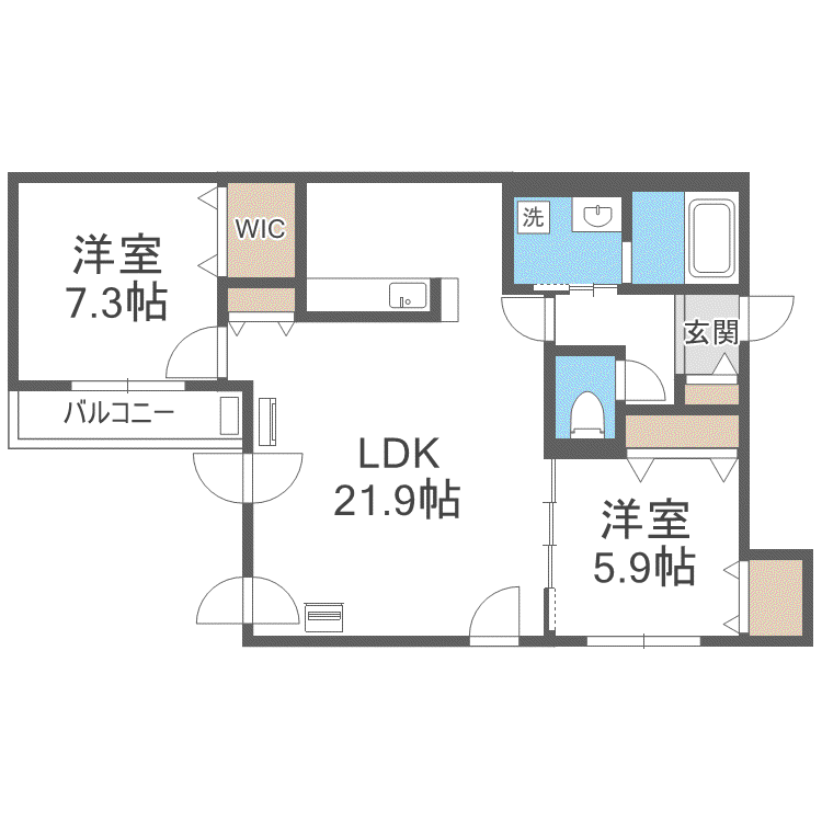 CELESTIA(2LDK/2階)の間取り写真