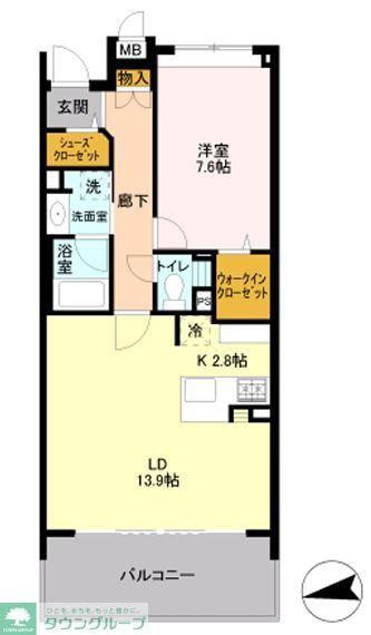 ロイヤルパークス花小金井(1LDK/6階)の間取り写真