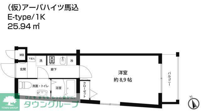 レオーネ馬込(1K/4階)の間取り写真