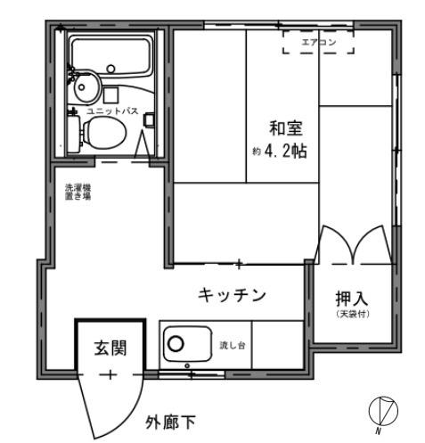 中居町ハイツ(1K/2階)の間取り写真
