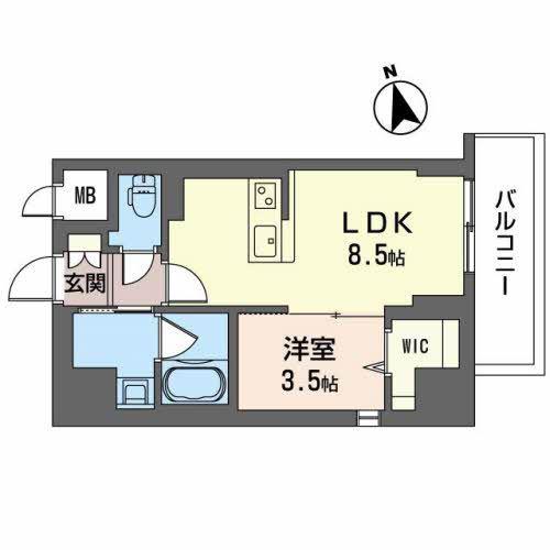 サザンクレストなんば南(1LDK/5階)の間取り写真