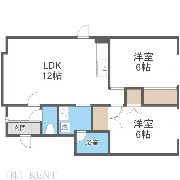 サンハイツB(2LDK/2階)の間取り写真