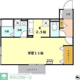 メイプルブランシェII(ワンルーム/1階)の間取り写真
