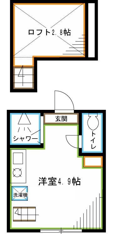 B・GROWTH荻窪(ワンルーム/2階)の間取り写真