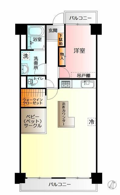 サンパルク650B-3号棟(1LDK/11階)の間取り写真