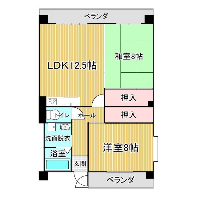 ファミールマンション広川(2LDK/3階)の間取り写真