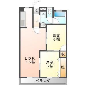 SOLEIL OBUSA(2LDK/3階)の間取り写真
