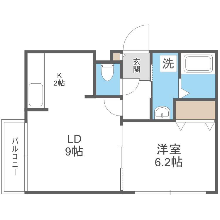 ABOND平岸(1LDK/2階)の間取り写真