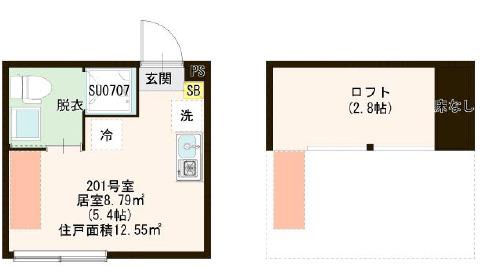 ハーモニーテラス関町南(ワンルーム/2階)の間取り写真