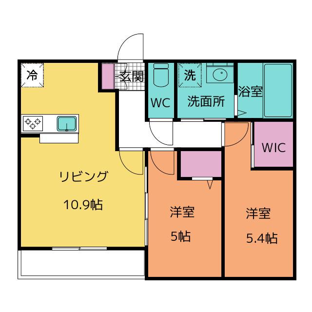 SUN LIFE IN 桑名(2LDK/1階)の間取り写真