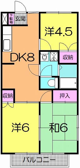 グランデージ(3DK/2階)の間取り写真