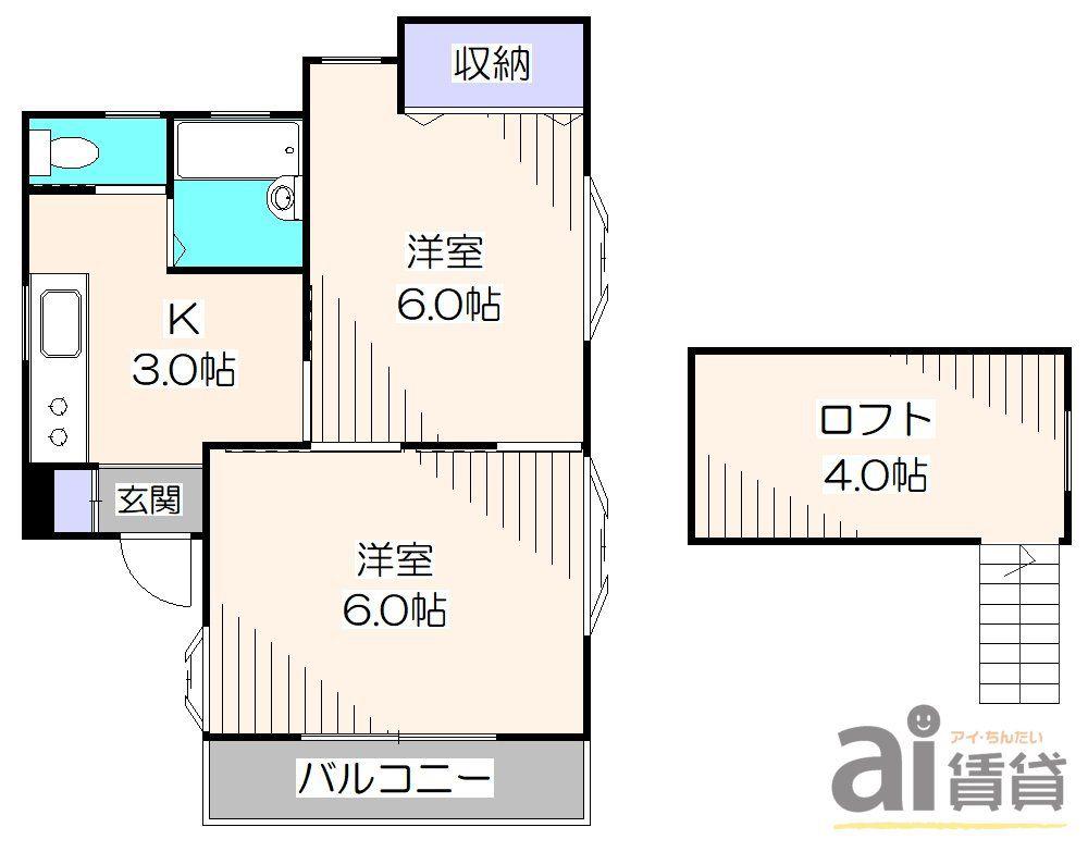カーサ・OGI(2K/2階)の間取り写真