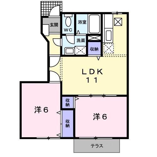 ラフィネ・ロジュマンA(2LDK/1階)の間取り写真