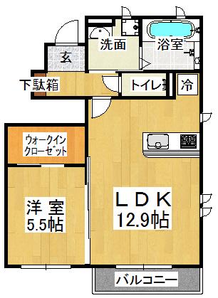 エトワール(1LDK/1階)の間取り写真