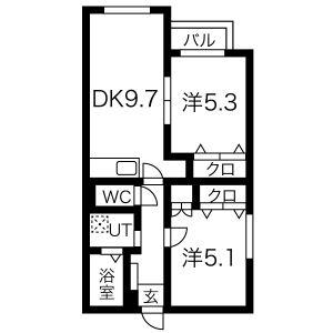 NEST円山(2LDK/4階)の間取り写真