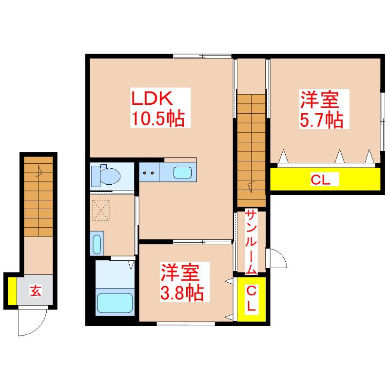 LINK(2LDK/2階)の間取り写真