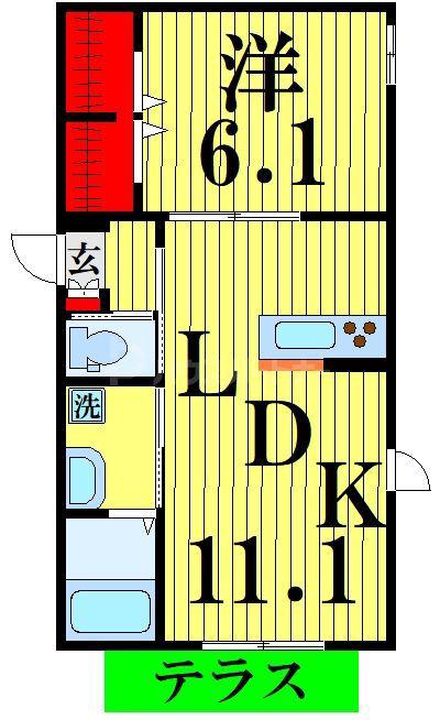 BONHEUR SAYA(1LDK/1階)の間取り写真