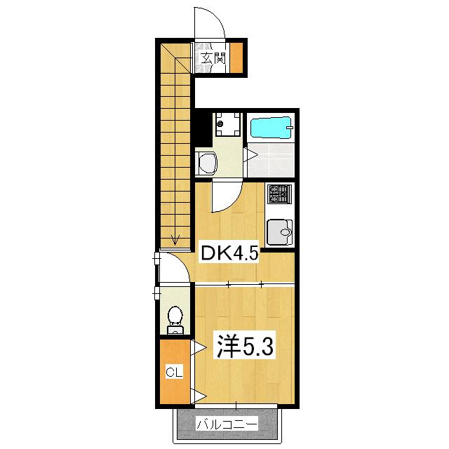 サンヴィレッジ(1DK/2階)の間取り写真