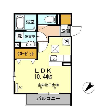THE FLATS HIYOSHI(ワンルーム/1階)の間取り写真