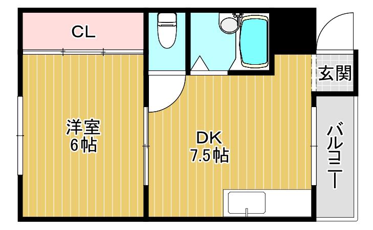エクセーラ森小路(1DK/3階)の間取り写真
