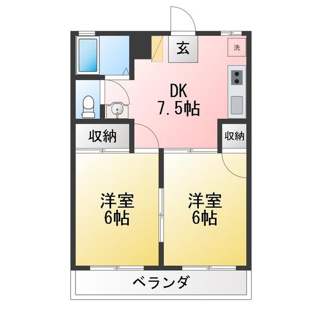 第2ホワイトハイツ(2DK/2階)の間取り写真