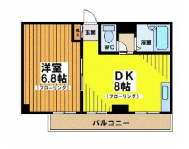 三沢ビル(1DK/4階)の間取り写真