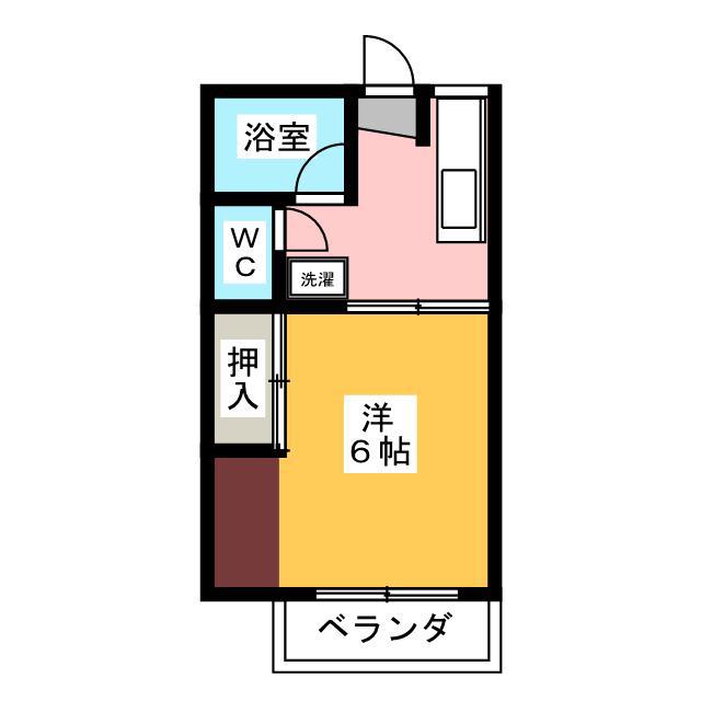 ハピネス宮崎(1K/1階)の間取り写真