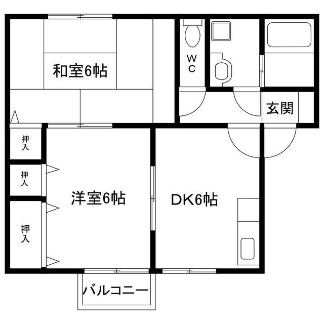 グランディール吉田(2DK/1階)の間取り写真