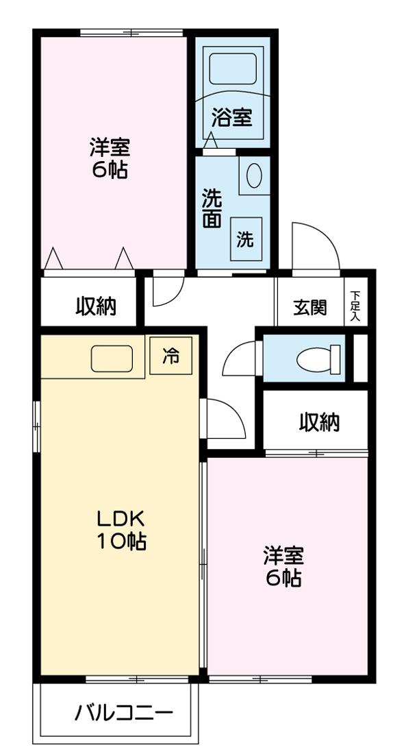 クラフト三番館(2DK/2階)の間取り写真