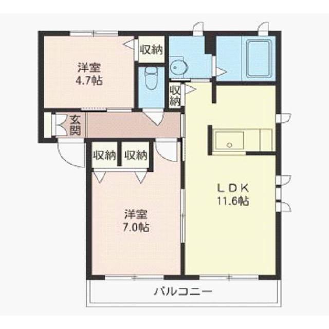 旭ガーデンハイツI(2LDK/2階)の間取り写真