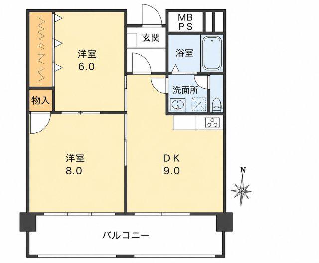 日生住吉コープ(2DK/2階)の間取り写真