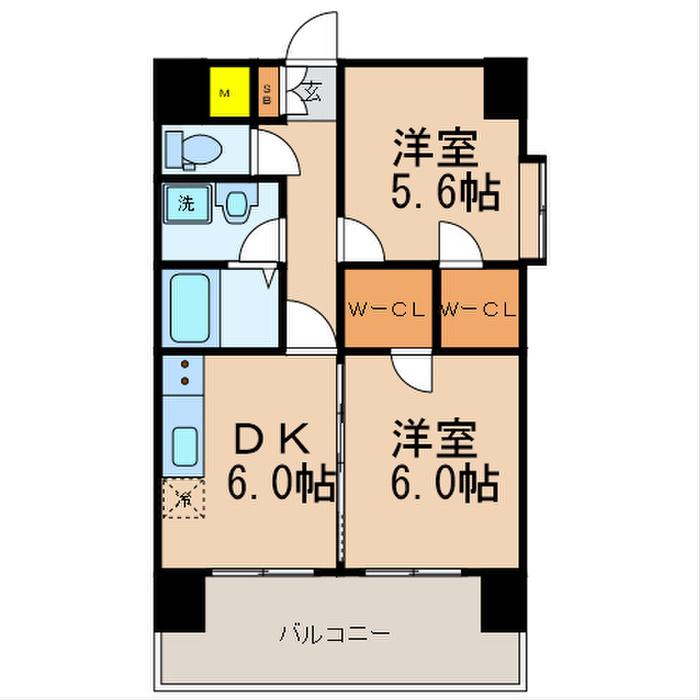フェリス・スクエア(2DK/3階)の間取り写真