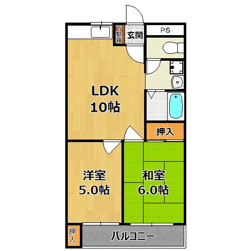 セピアハイツ(2LDK/2階)の間取り写真