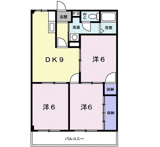アビタシオンビラージュ2(3DK/1階)の間取り写真