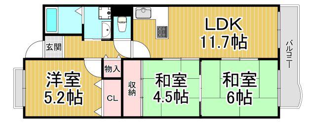 CASA香枦園(3LDK/2階)の間取り写真