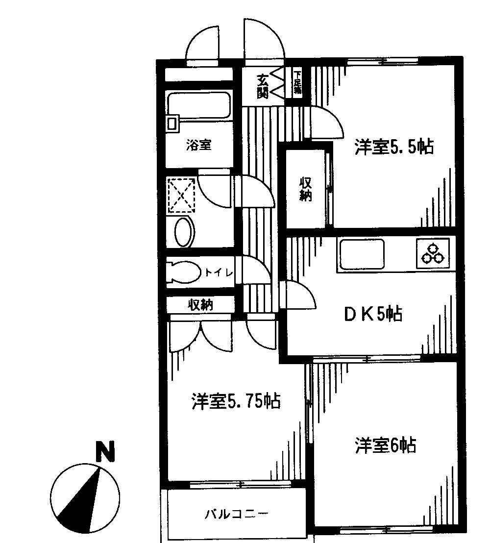 岩崎ガーデン(3K/1階)の間取り写真