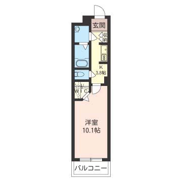 プランドール桜木(1K/2階)の間取り写真